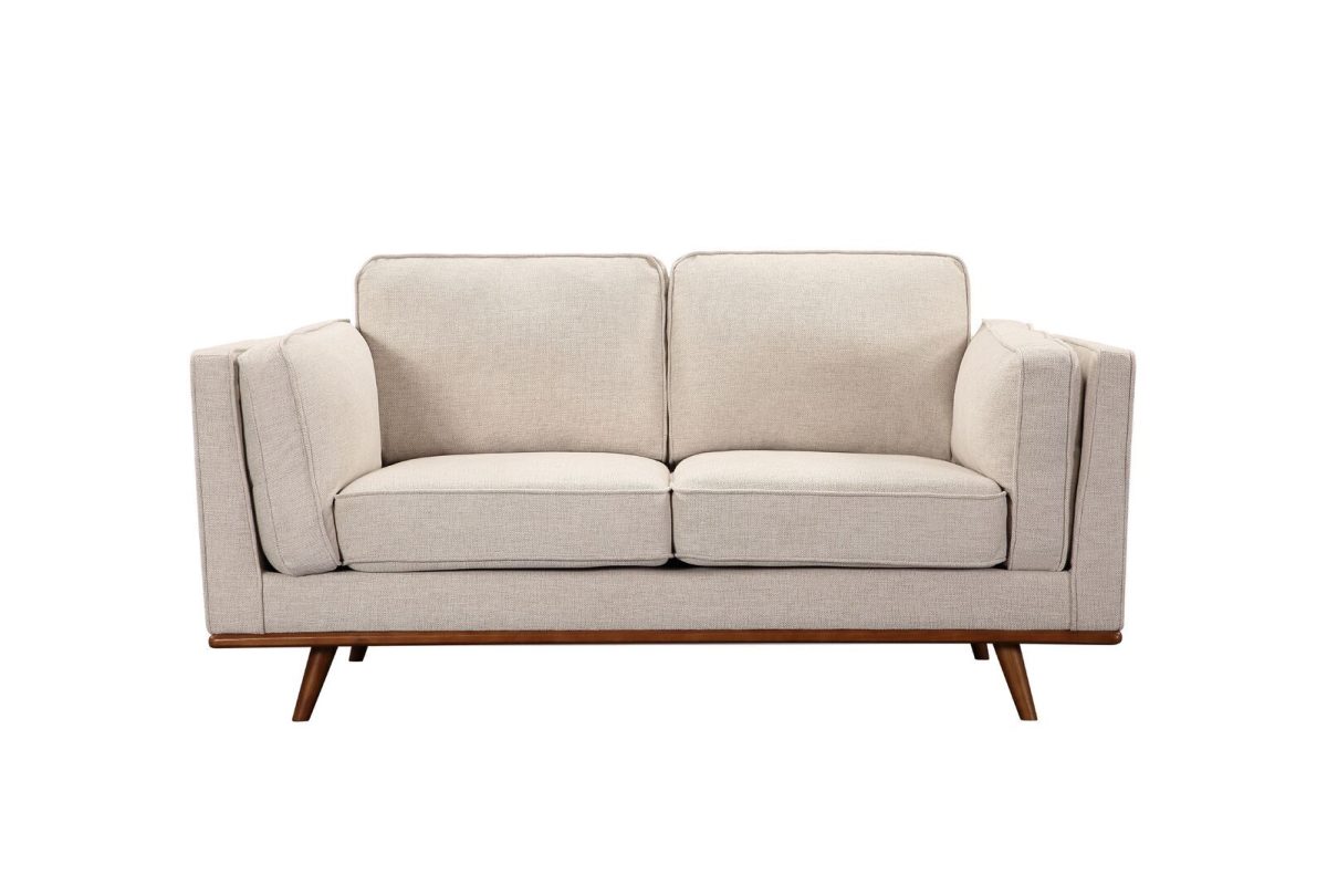 Paducah Sofa Beige Fabric Modern Lounge Set for Living Room Couch with Wooden Frame