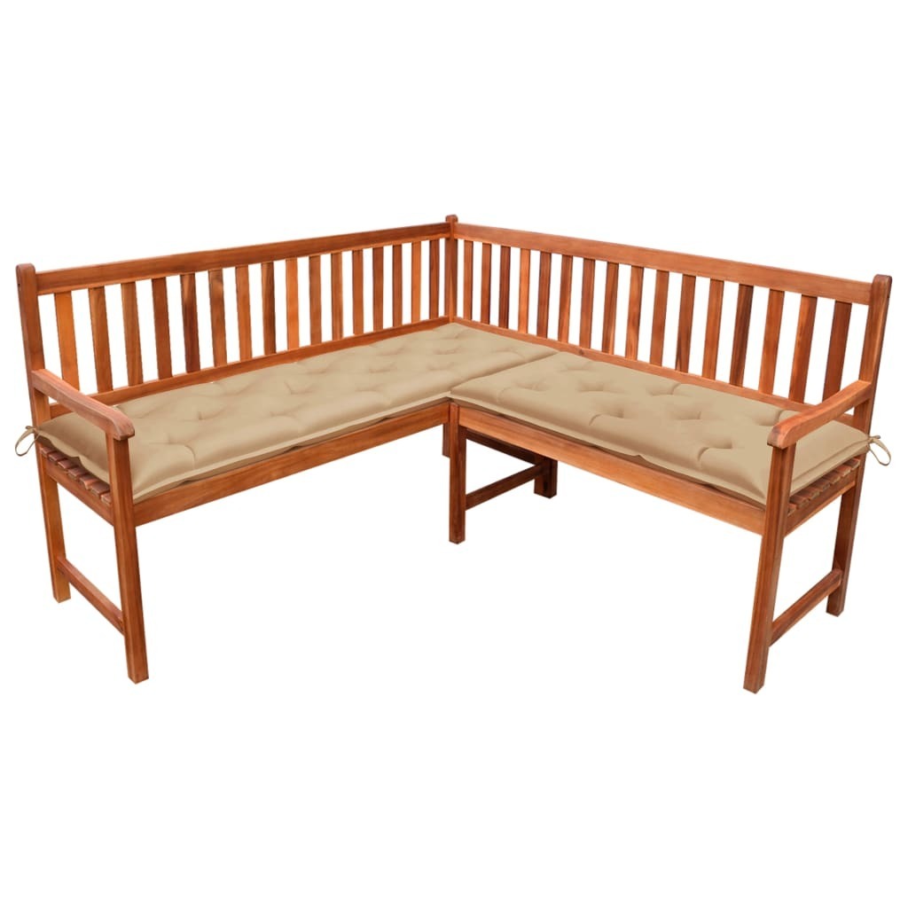 Garden Corner Bench with Cushions Solid Acacia Wood