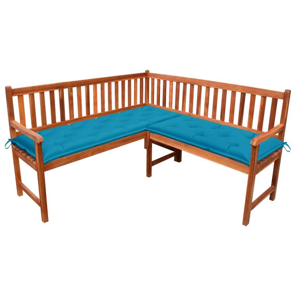 Garden Corner Bench with Cushions Solid Acacia Wood