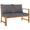 Garden Bench 114.5 cm with Cushion Solid Acacia Wood