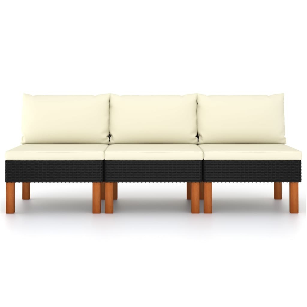 Sofa Poly Rattan and Solid Eucalyptus Wood