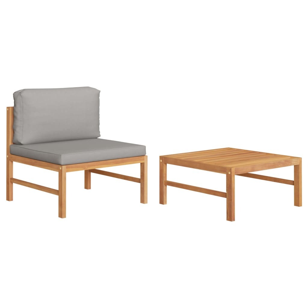 Sofa with Cushions Solid Teak Wood – Cream, Corner + Middle
