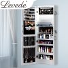 Wall Mounted or Hang Over Mirror Jewellery Cabinet with LED Light White