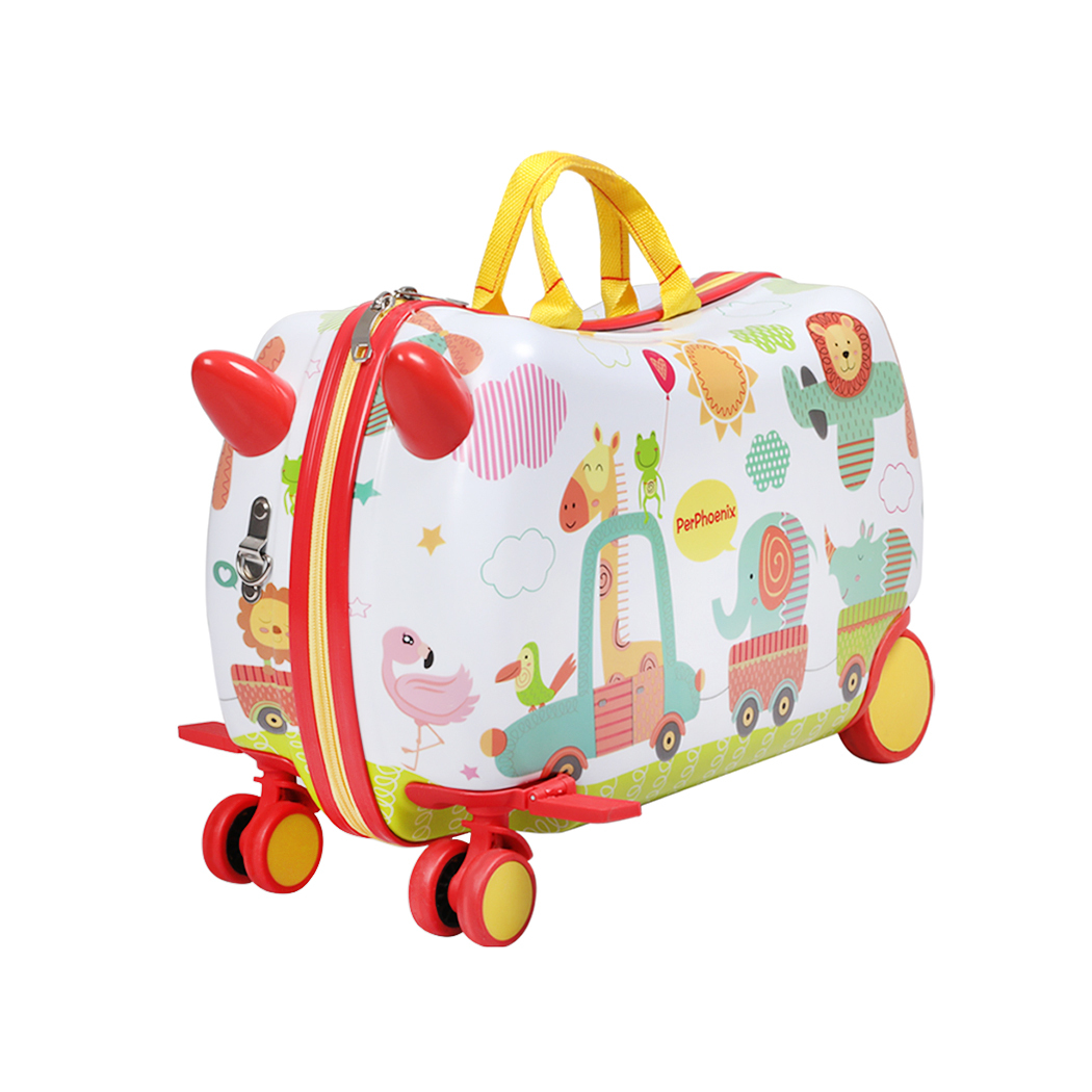 Kids Ride On Suitcase Children Travel Luggage Carry Bag Trolley – Zoo Design