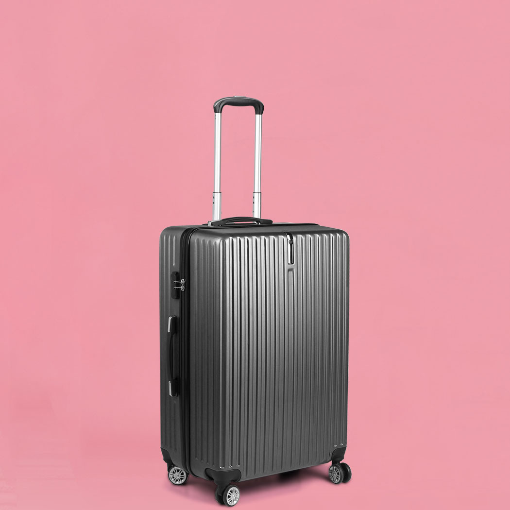 Luggage Suitcase Code Lock Hard Shell Travel Carry Bag Trolley – 33 x 21 x 54 cm, Dark Grey