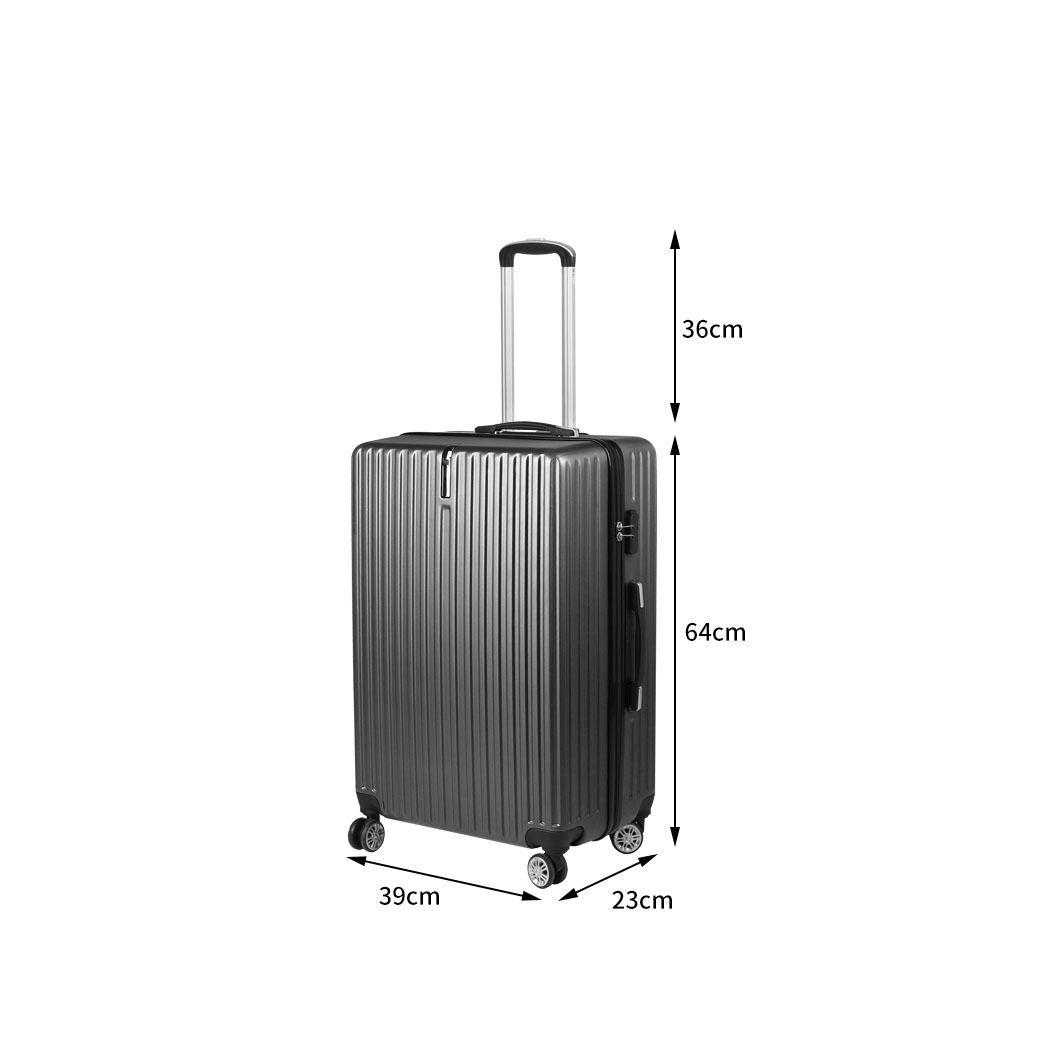 Luggage Suitcase Code Lock Hard Shell Travel Carry Bag Trolley – 39 x 23 x 64 cm, Dark Grey