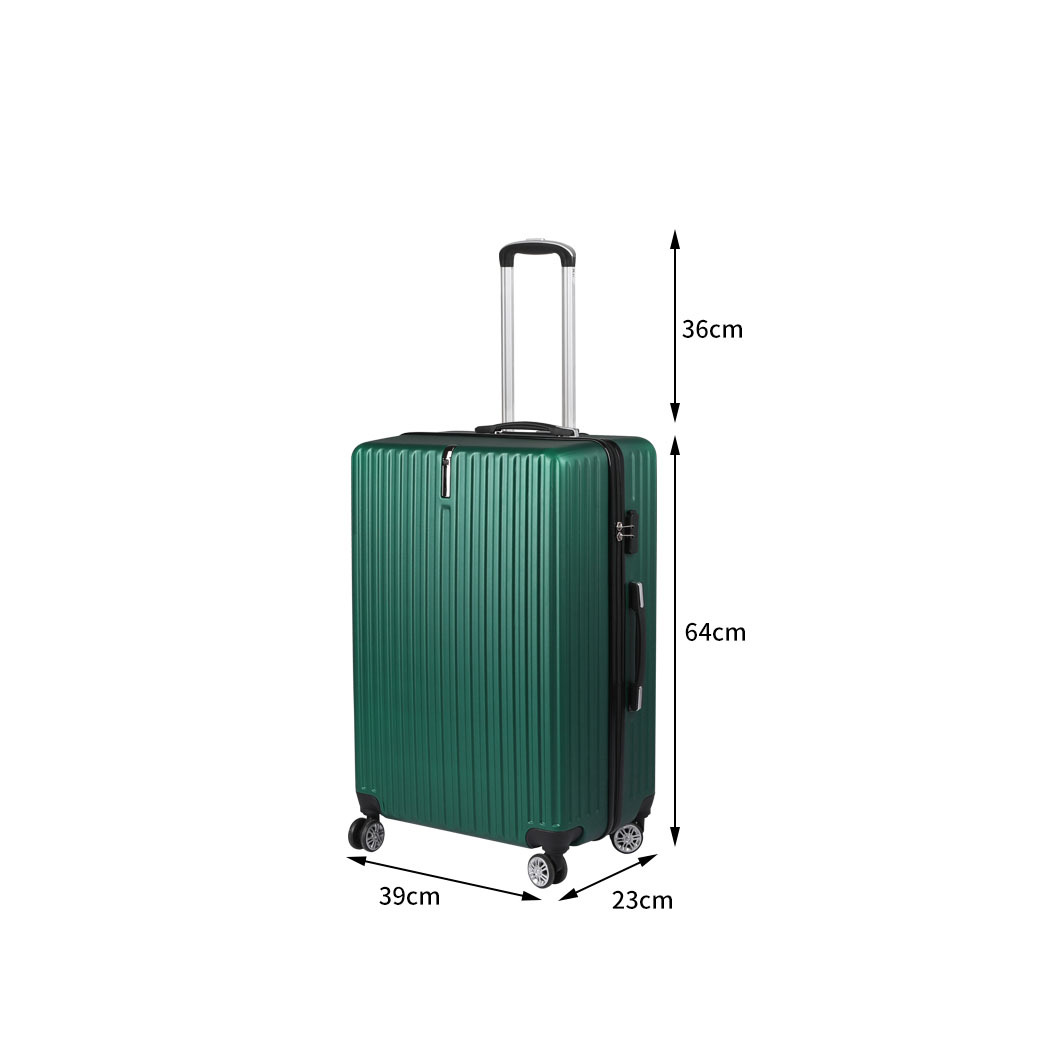 Luggage Suitcase Code Lock Hard Shell Travel Carry Bag Trolley – 39 x 23 x 64 cm, Green