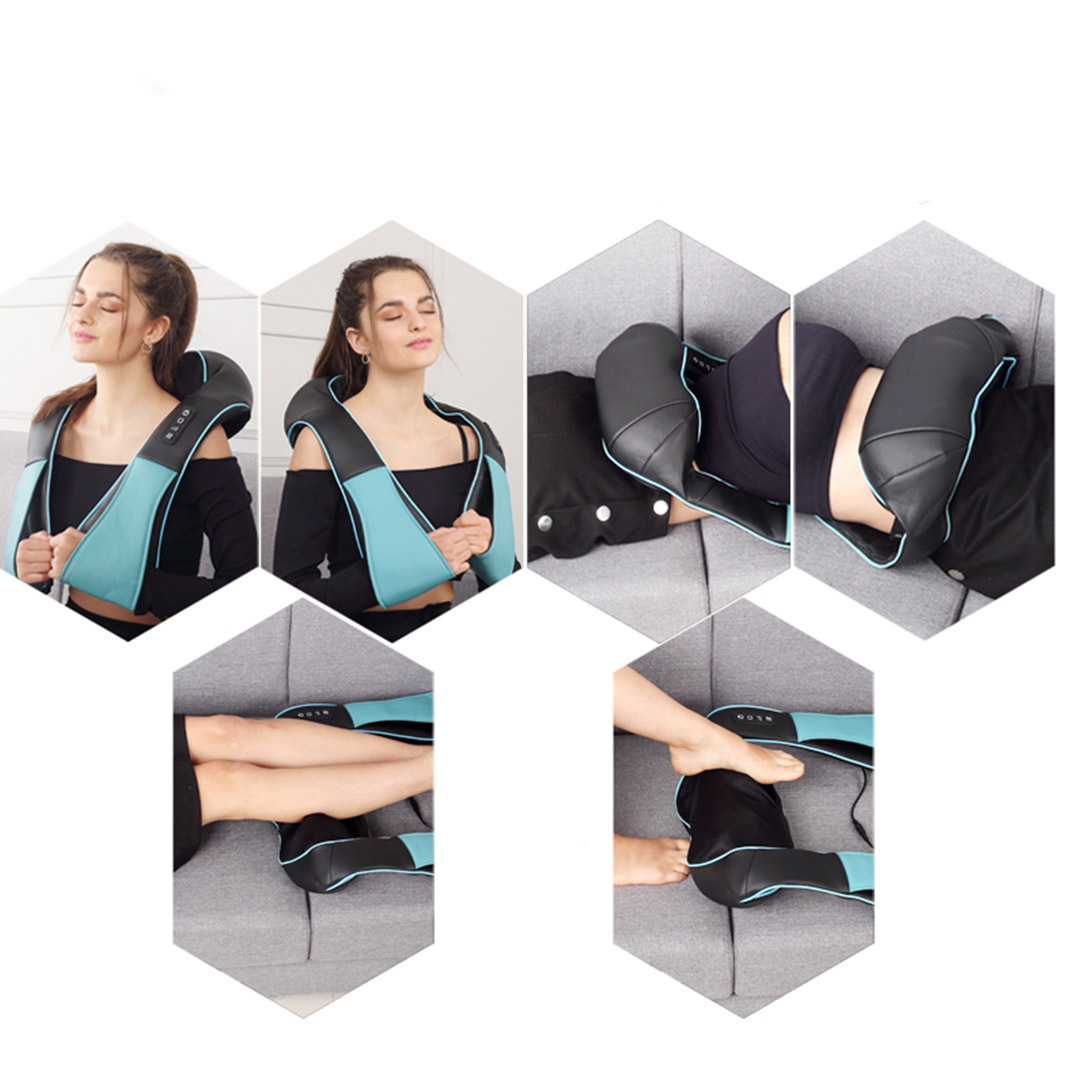 Electric Kneading Back Neck Shoulder Massage Arm Body Massager – Black and Blue and White