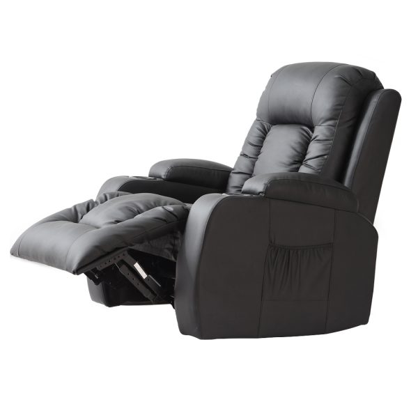 Recliner Chair Electric Massage Chairs Leather Lounge Sofa Heated Black