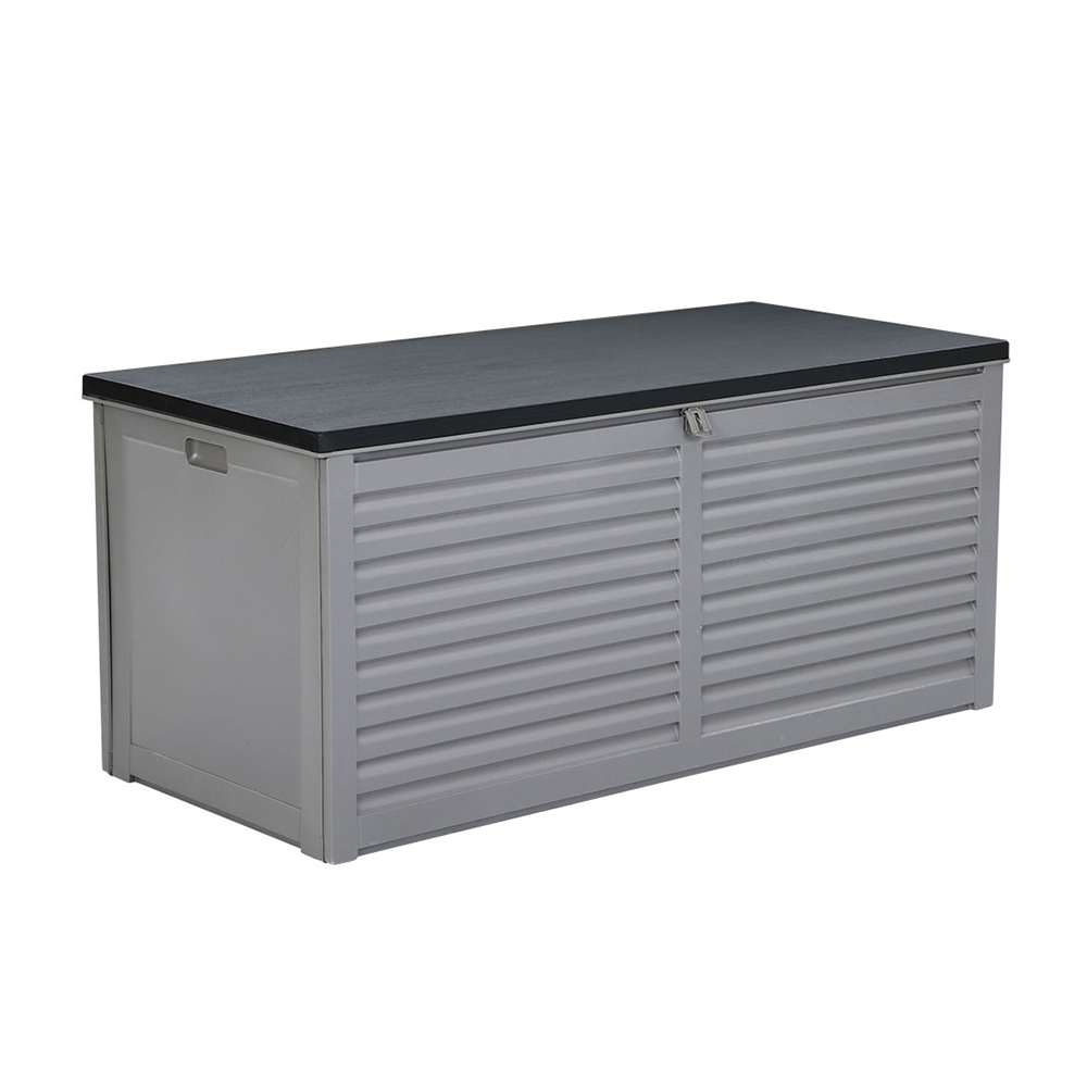 Outdoor Storage Box Container Garden Toy Indoor Tool Chest Sheds – Dark Grey and Black, 490 L