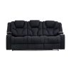 Electric Recliner Stylish Rhino Fabric Black Couch 3 Seater Lounge with LED Features