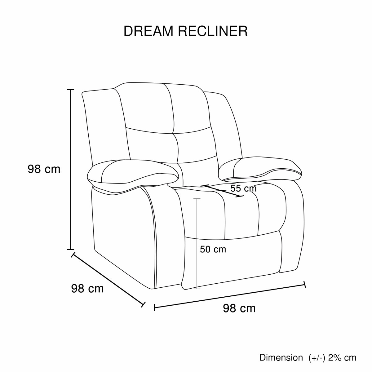 Shenley Recliner Bonded Leather – Brown, 1 Seater