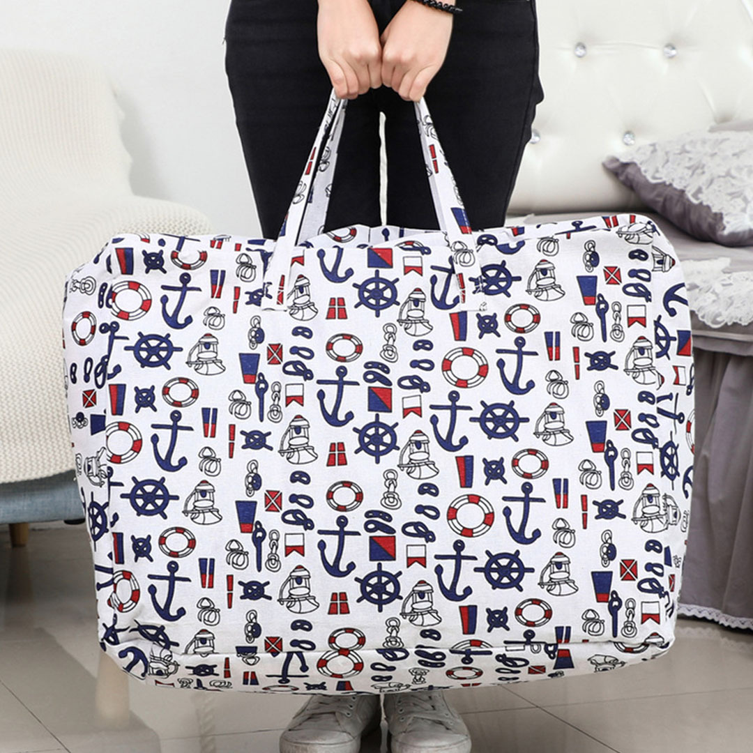 Nautical Icons Storage Luggage Bag Double Zipper Foldable Travel Organiser Essentials