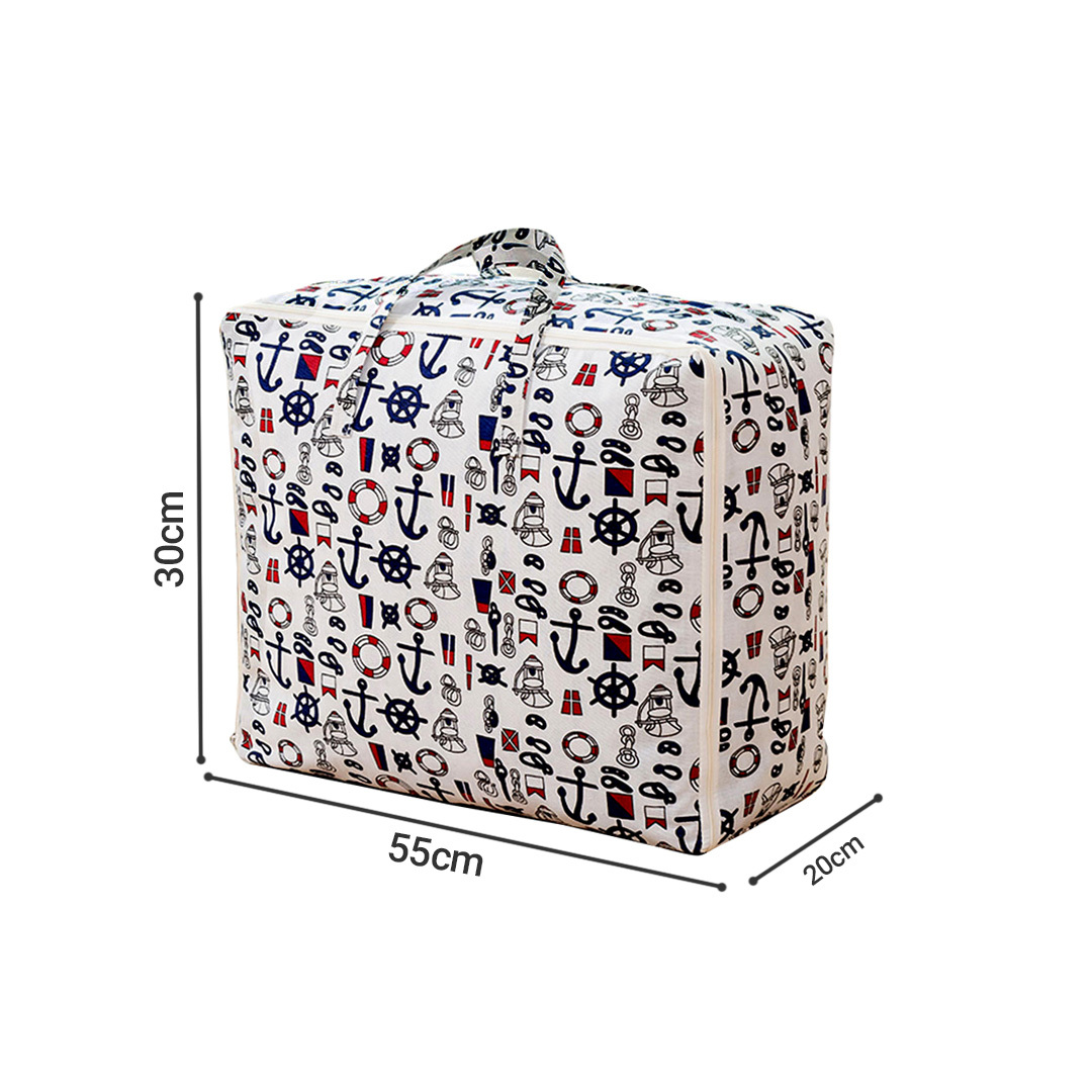 Nautical Icons Storage Luggage Bag Double Zipper Foldable Travel Organiser Essentials