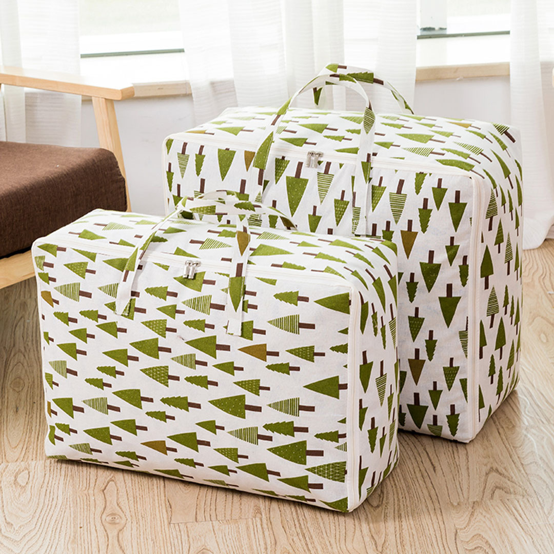 Green Pine Tree Storage Luggage Bag Double Zipper Foldable Travel Organiser Essentials