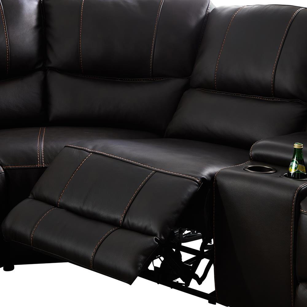 Round Corner Sofa Genuine Leather Dark Brown Electric Recliner 2x Cup Holders