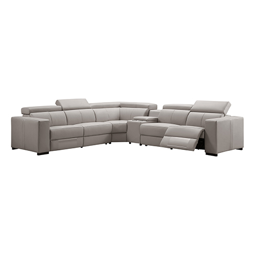 Genuine Leather 6 Seater Corner Sofa With 2 Electric Recliners And Reversible Console