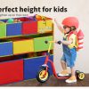 Kids Toy Box 9 Bins Storage Rack Organiser Cabinet Wooden Bookcase 3 Tier – Brown