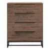 Tallboy with 4 Storage Drawers Assembled Solid Acacia Wooden Construction in Tea Colour