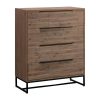 Tallboy with 4 Storage Drawers Assembled Solid Acacia Wooden Construction in Tea Colour