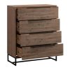 Tallboy with 4 Storage Drawers Assembled Solid Acacia Wooden Construction in Tea Colour