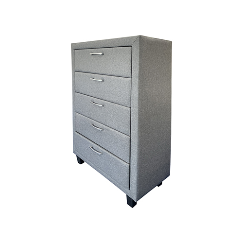 Tallboy with 5 Storage Drawers Assembled Particle board Construction in Grey Colour