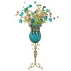 85cm Glass Tall Floor Vase and 12pcs Blue Artificial Fake Flower Set – Blue