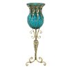 85cm Glass Floor Vase with Tall Metal Flower Stand – Blue