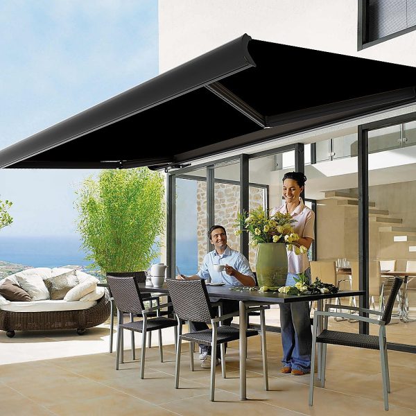 5.5m x 3.0m Retractable Folding Arm Awning Heavy Duty Full Cassette Motorised