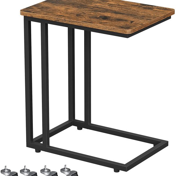 Coffee Table with Steel Frame and Castors Rustic Brown and Black