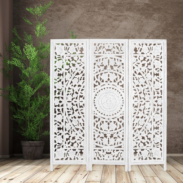 Staunton 3 Panel Room Divider Screen Privacy Shoji Timber Wood Stand – White